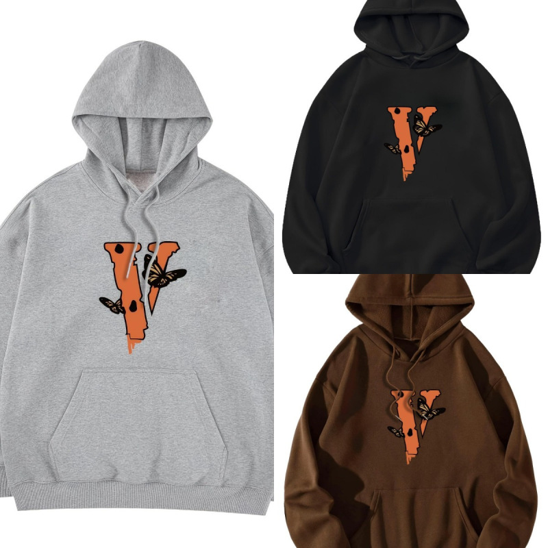 【Cross-Border European Size】Butterfly with V Graphic Print Mens Casual Hoodie
