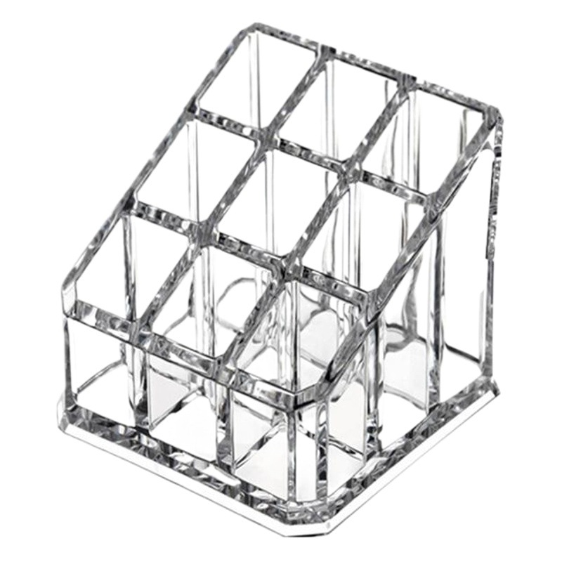 9 Plaid Lipstick Display Stand Transparent Bevel Lipstick Lip Glaze Storage Box Desktop Dressing Table Cosmetic Storage Rack
