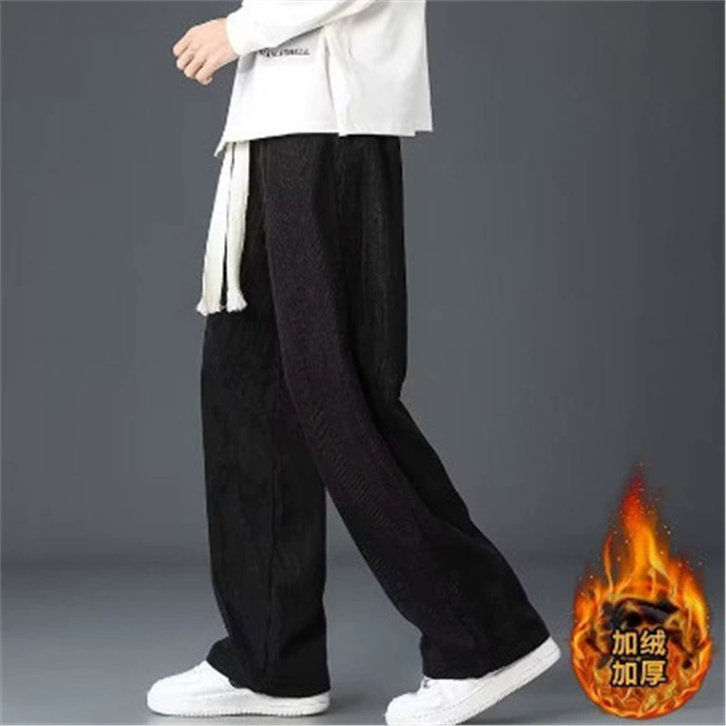 Осенние и зимние бархатные толстые мужские длинные брюки 2024 новые свободные прямые вельветовые спортивные брюки для отдыха мужчин