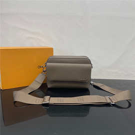 L驴男士蓝绿色牛皮商务通勤邮差包单肩斜挎包高品质图片实拍