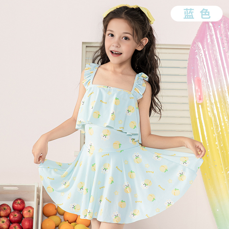 Traje de baño de natación para niños de verano para niñas, niños pequeños y medianos divididos en una pieza, linda princesa dividida, traje de baño para niñas al por mayor