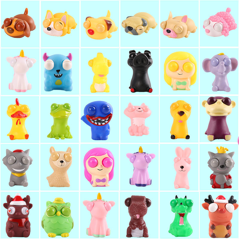 Cross-border creative squinting small animal decompression toy squeeze eye-popping doll pinch music trick vent decompression toy