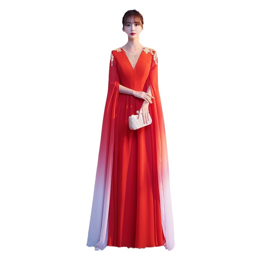 Estilo chino coro traje de las mujeres vestido elegante poesía recitación traje elegante adulto guzheng rendimiento vestido