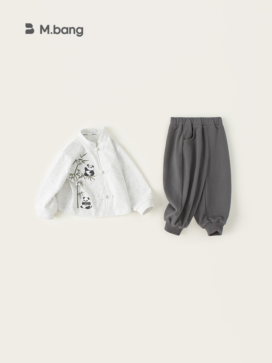 Yubao ropa infantil para niños set de ropa de primavera nuevo estilo de niños estilo chino panda chaqueta nuevo set de dos piezas