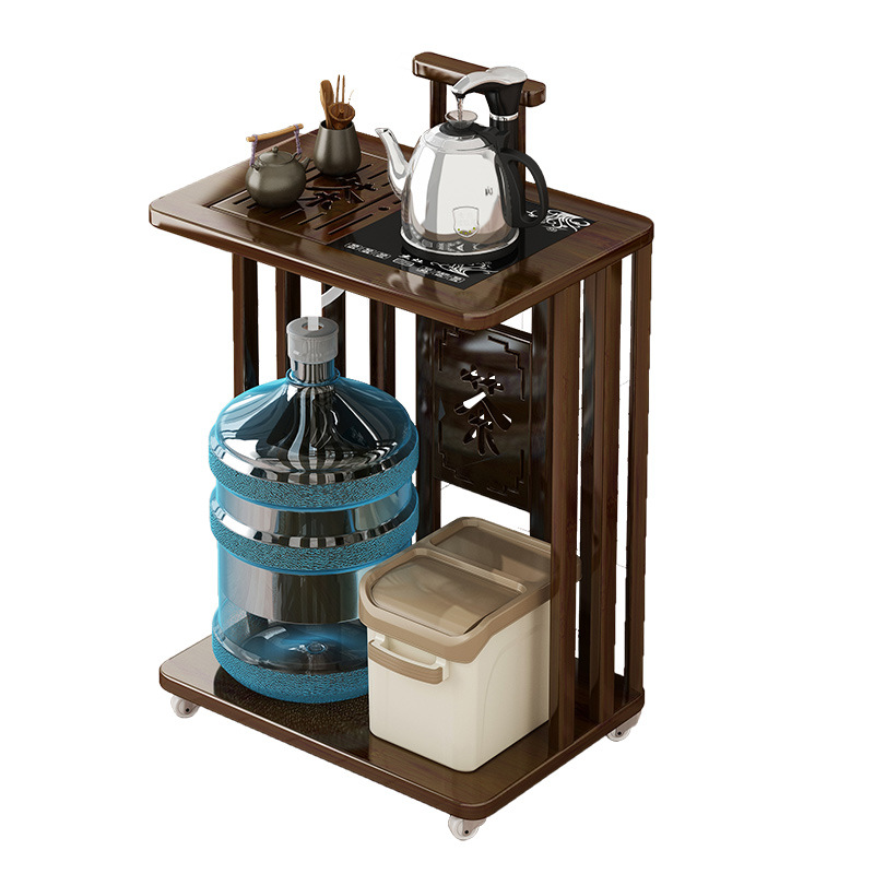 Gabinete de té móvil pequeña mesa de té de madera maciza mesa de café sala de estar hogar hervidor de agua completamente automático con ruedas