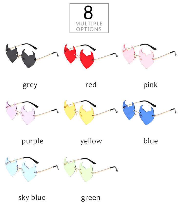 Men's Sunglasses Little Devil Frameless Sunglasses Funny Catwalk Style Unisex Cartoon Cute Metal Glasses_voghion.com