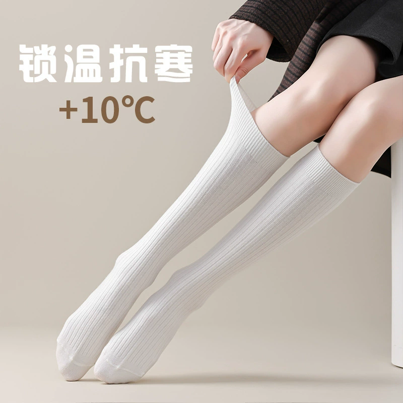 Pressure stovepipe socks for women spring and autumn calf socks over the knee socks wool black winter style slimming jk with small leather shoes for pressure