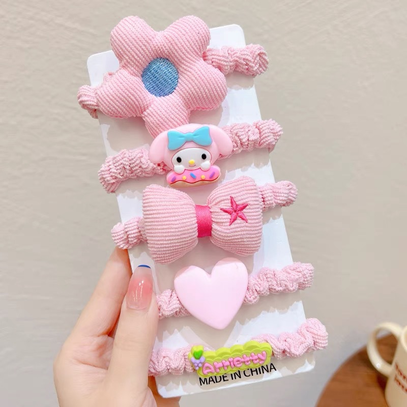 Otoño e invierno leche café flor pelo cuerda pelo banda chica lindo tocado niños pelo cuerda alta elástica lazo banda de goma del pelo