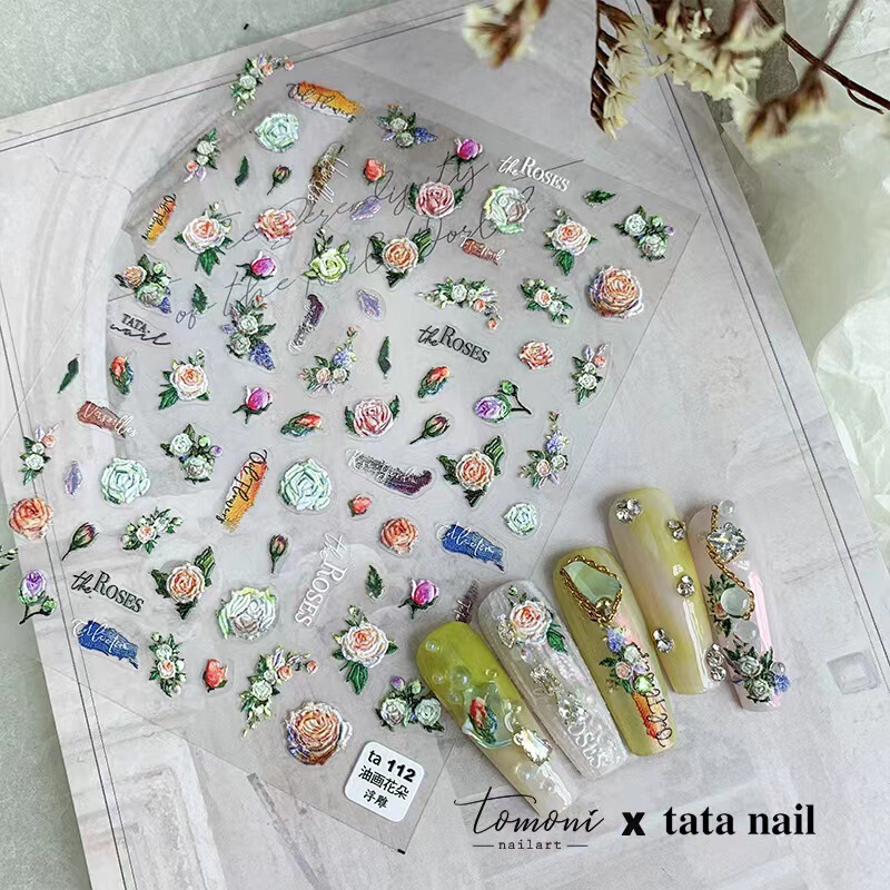 tomoni brand tata cooperation relief nail stickers Japanese nail stickers nail stickers oil painting