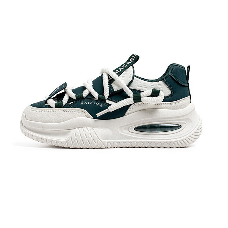 Zapatos de hombre 2025 moda nuevas zapatillas de cuero casuales con suela gruesa aumentada confortable estudiantes zapatos de moda de papá No. 46