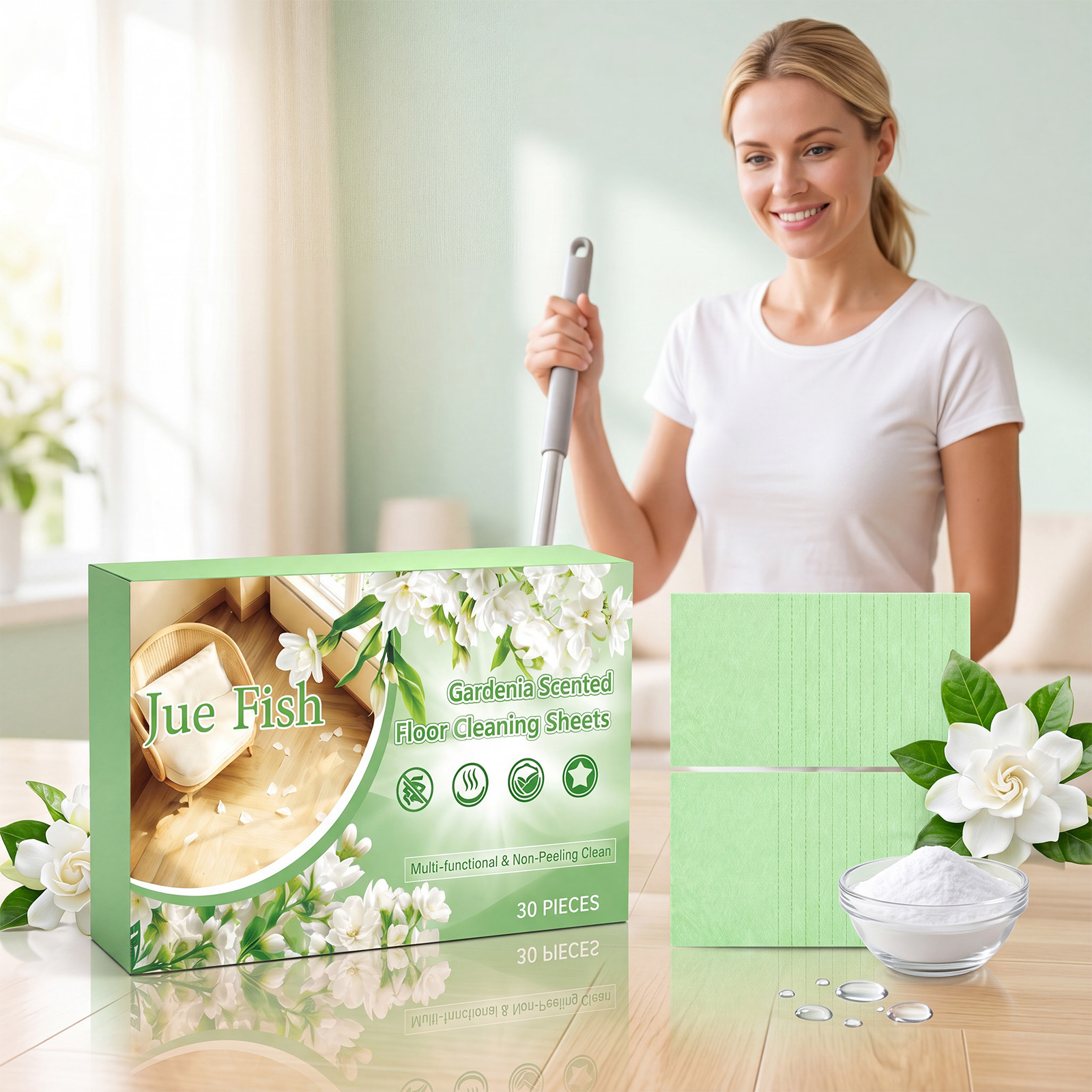Jue Fish Floor Cleaning Tablets (Green) Floor Cleaning, Stain Removal, Portable, Compact, Shiny and Polished
