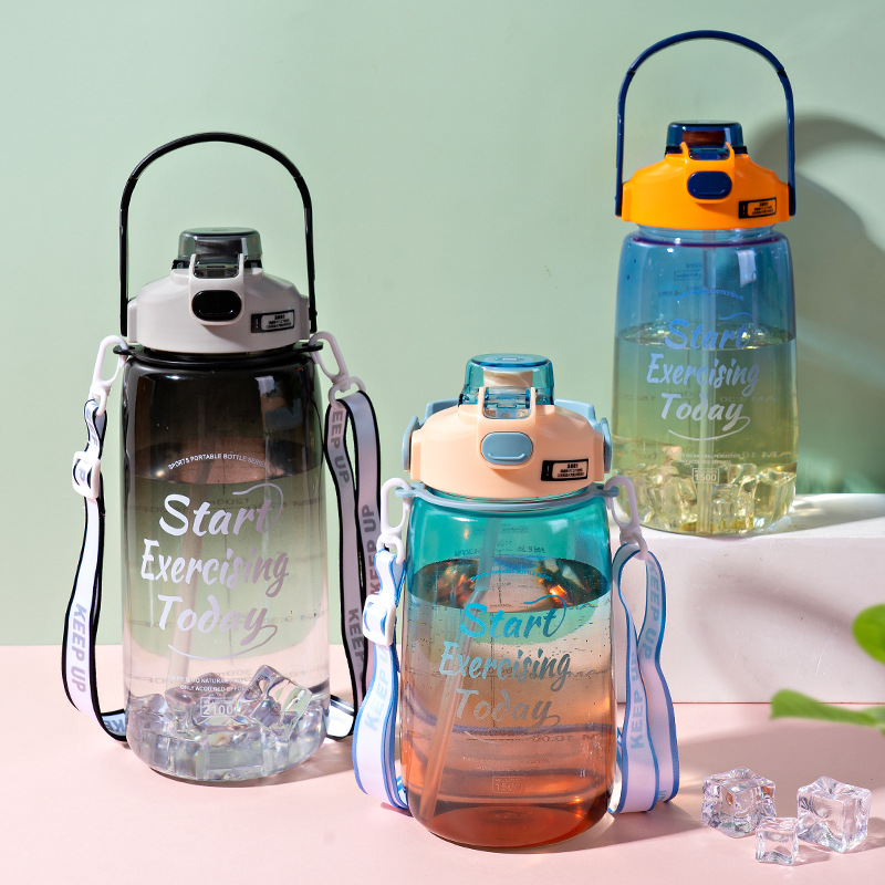 Mingtong Comercio exterior gran gradiente Internet celebridad espacio taza PC plástico estudiante taza al aire libre doble bebida portátil deportes taza