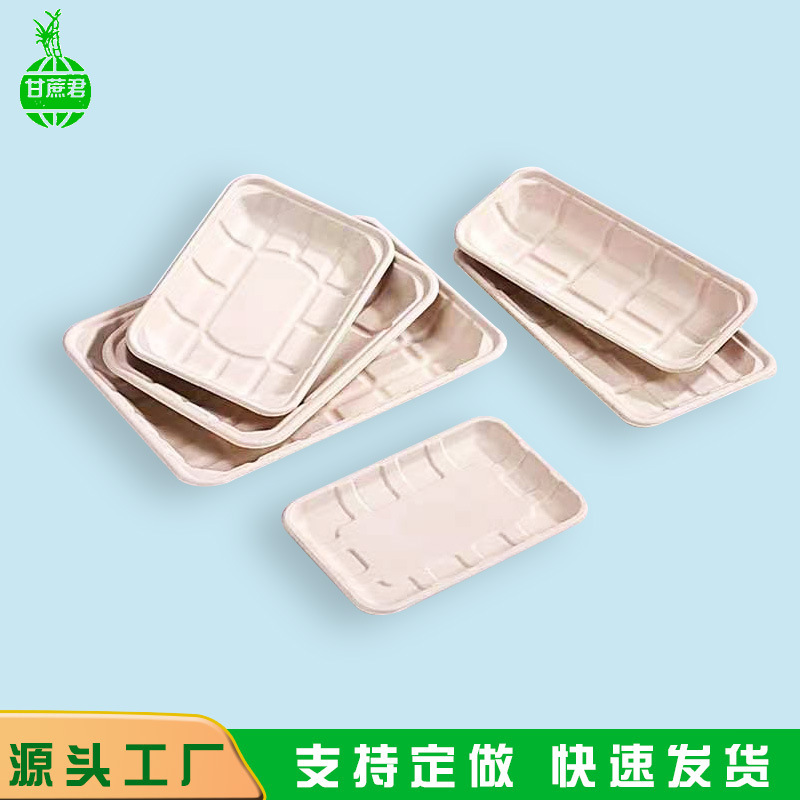 Factory Custom Compostable Sugarcane Tray – Fresh Produce BBQ Food Packaging Platter