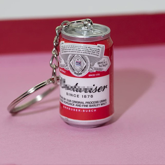 Simulation easy tank shape mini beverage bottle keychain pendant scan code small gift activity promotes beer bottles