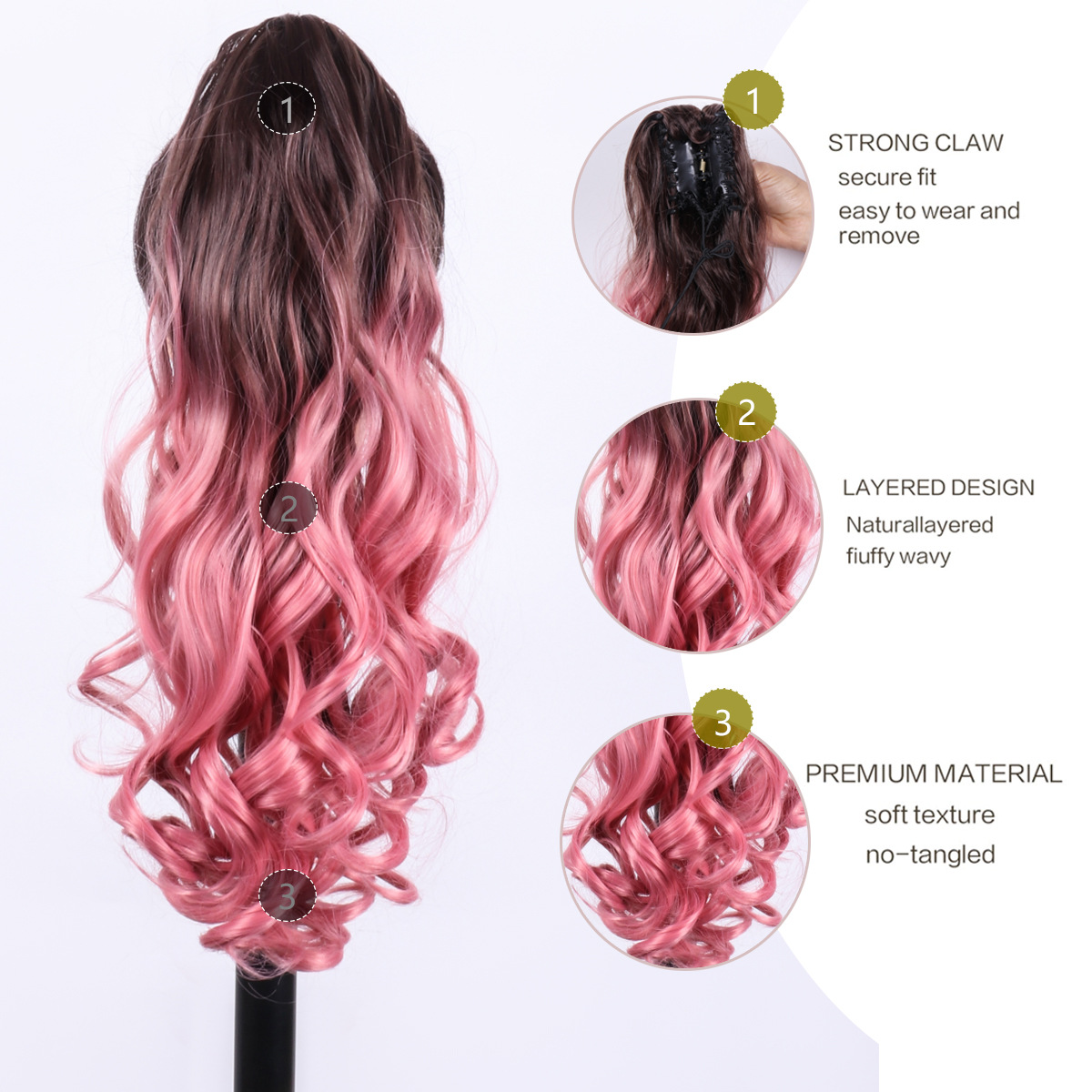 Lange Lockige Synthetik-pferdeschwanz-extensions Für Natürliches Haar_voghion.com