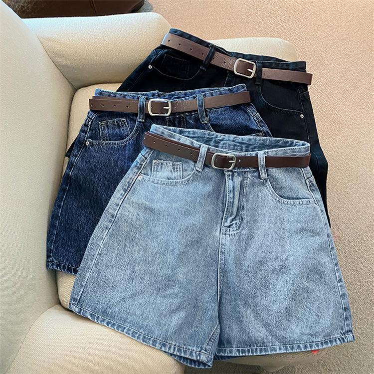 Denim Shorts Women's Summer New Arrival Trendy Ins Internet Popular High Waist Simple Slimming Loose Wide Leg All-Match Hot A- Thong Pants Denim Shorts Women's Summer New Arrival Trendy Ins Internet Popular High Waist Simple Slimming Loose Wide Leg All-Match Hot A- Thong Pants