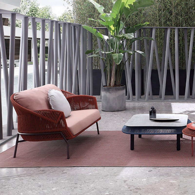 Mesa y silla de caña al aire libre Jardín al aire libre Balcón a prueba de lluvia Muebles de ocio Patio Residencial Hotel Combinación de habitaciones a prueba de sol image 4