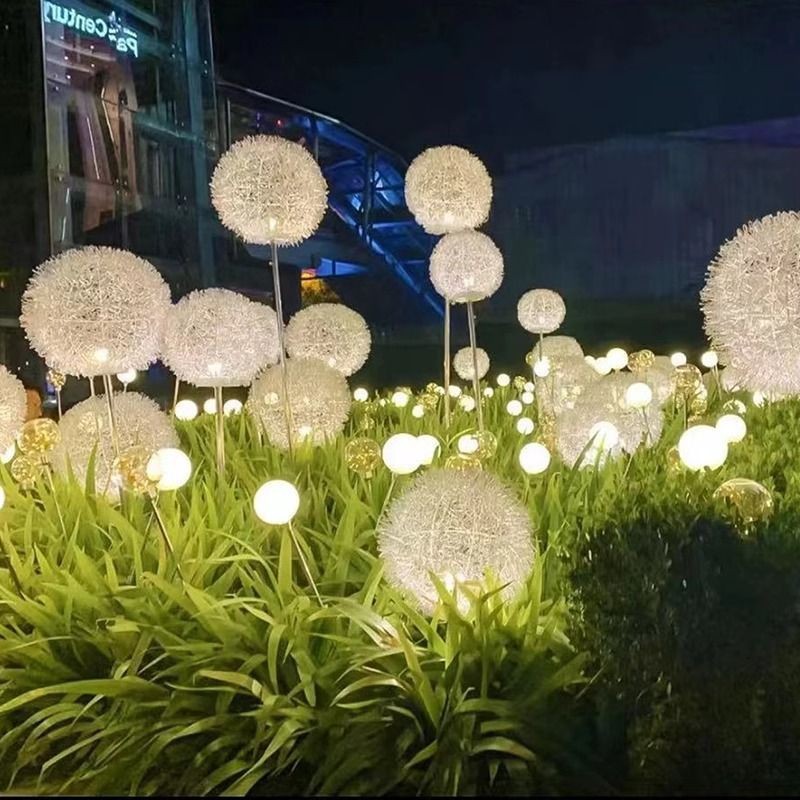 LED铝丝蒲公英芦苇灯太阳能防水发光插地灯户外工程草坪灯庭院
