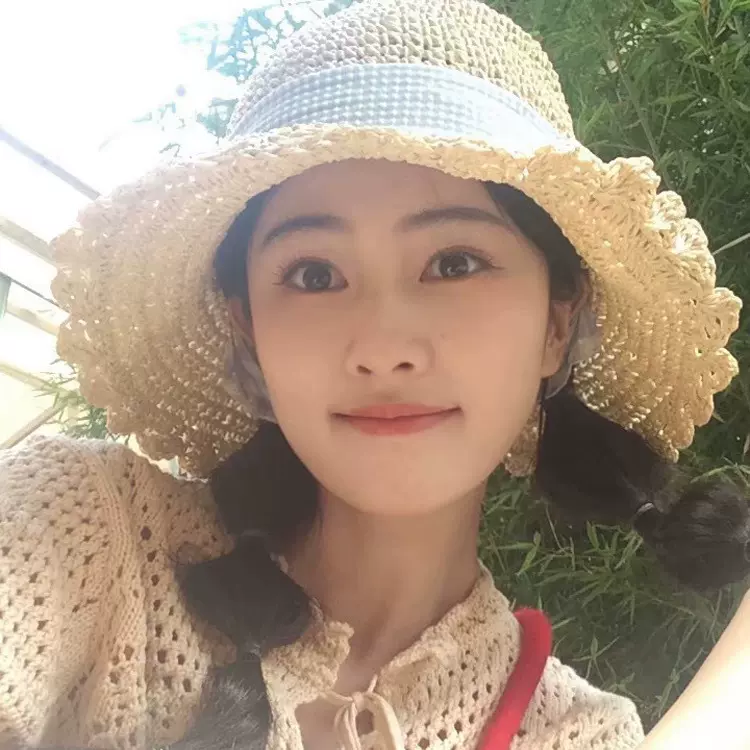 白鹿同款蝴蝶结草帽女夏季田园风遮阳帽户外出游海边度假防晒草帽