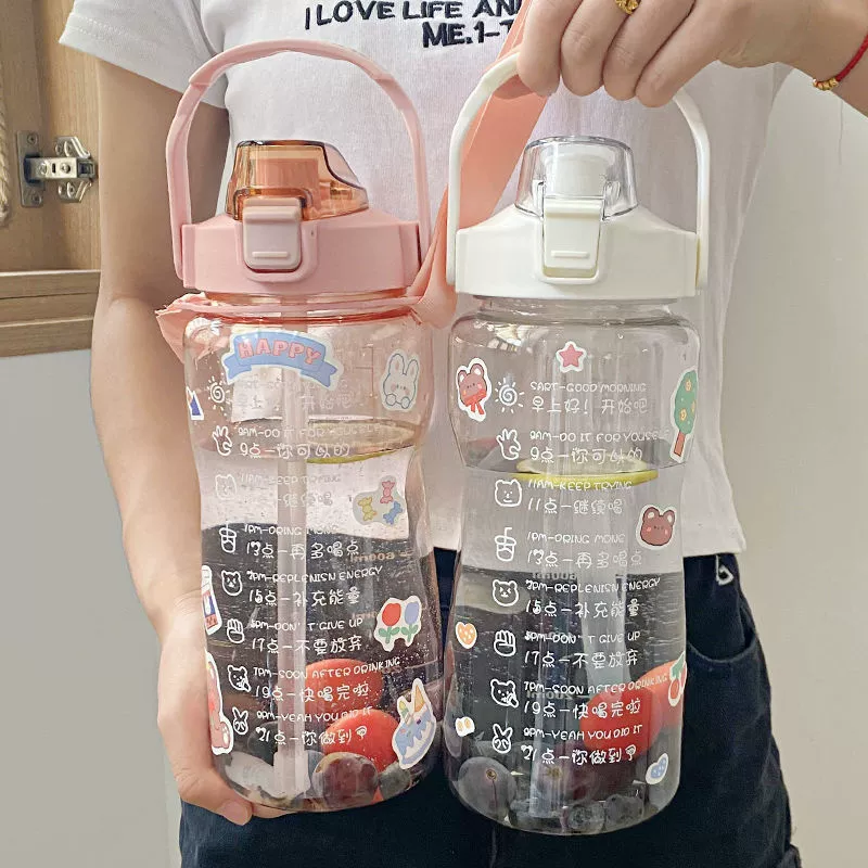 Масштабная чашка для питья большой емкости, летняя портативная спортивная бутылка для воды для фитнеса на открытом воздухе, космическая чашка, соломенная чашка