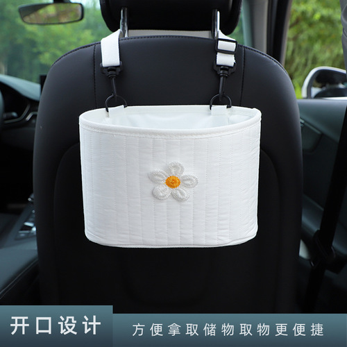Car seat storage bag Fabric embroidered multifunctional car mounted seat back storage bag Car interior supplies