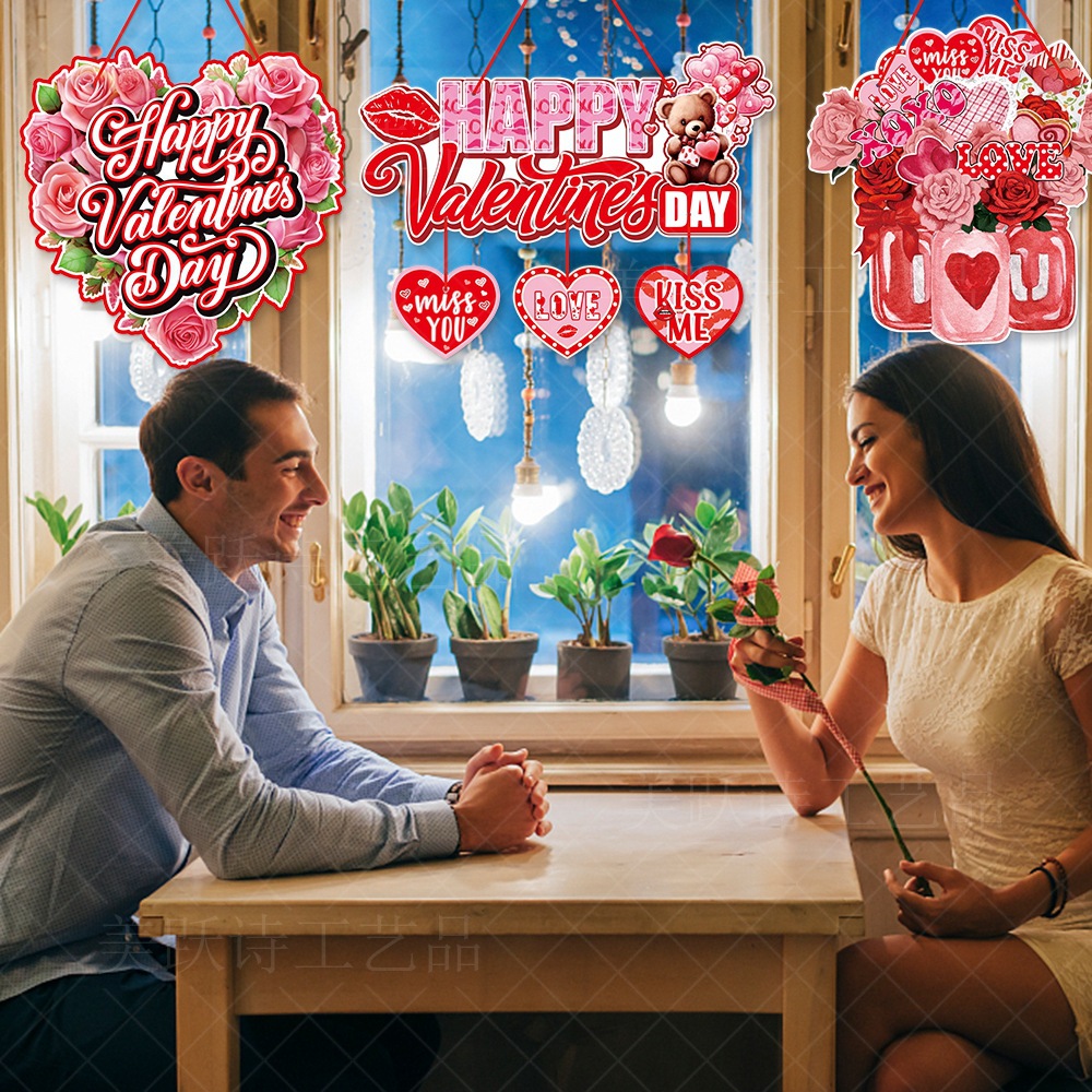 Colgante de la puerta del día de San Valentín transfronterizo decoración del ambiente de la fiesta decoración de la fiesta de la boda decoración de la pared colgante de la puerta del día de San Valentín