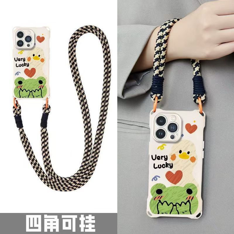 Frog and Duck Suitable for Apple 15Promax Mobile Phone Case Diagonal 14 Lanyard Popular Iphone13 Can Be Carried on the Back 16 Frog and Duck Suitable for Apple 15Promax Mobile Phone Case Diagonal 14 Lanyard Popular Iphone13 Can Be Carried on the Back 16