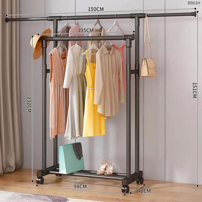 percha de ropa tipo piso para uso doméstico de alto grado colgar prendas de ropa rack varilla telescópica especial para balcón edredón