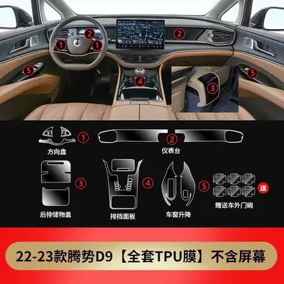 Car interior film, 24-25 Denza D9 Gear - model-22-23-full-set-of-soft-film-without-screen