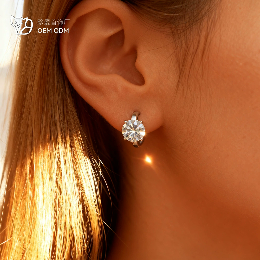 Серьги-гвоздики из серебра S925 с муассанитом, классические, с четырьмя крапанами, модные, для прямых трансляций, с камнем муассанит