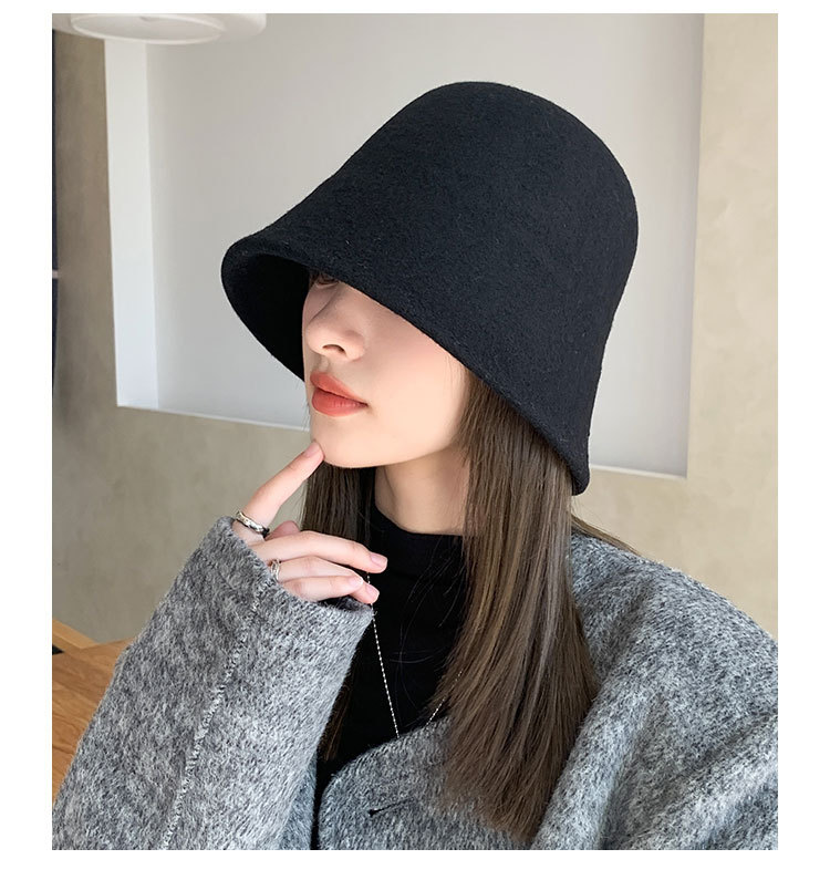 Autunno e inverno nuove donne piatto leggero cappello a secchiello in lana tinta unita viaggio all'aperto moda coreana tendenza cappello a vaso piccolo_voghion.com