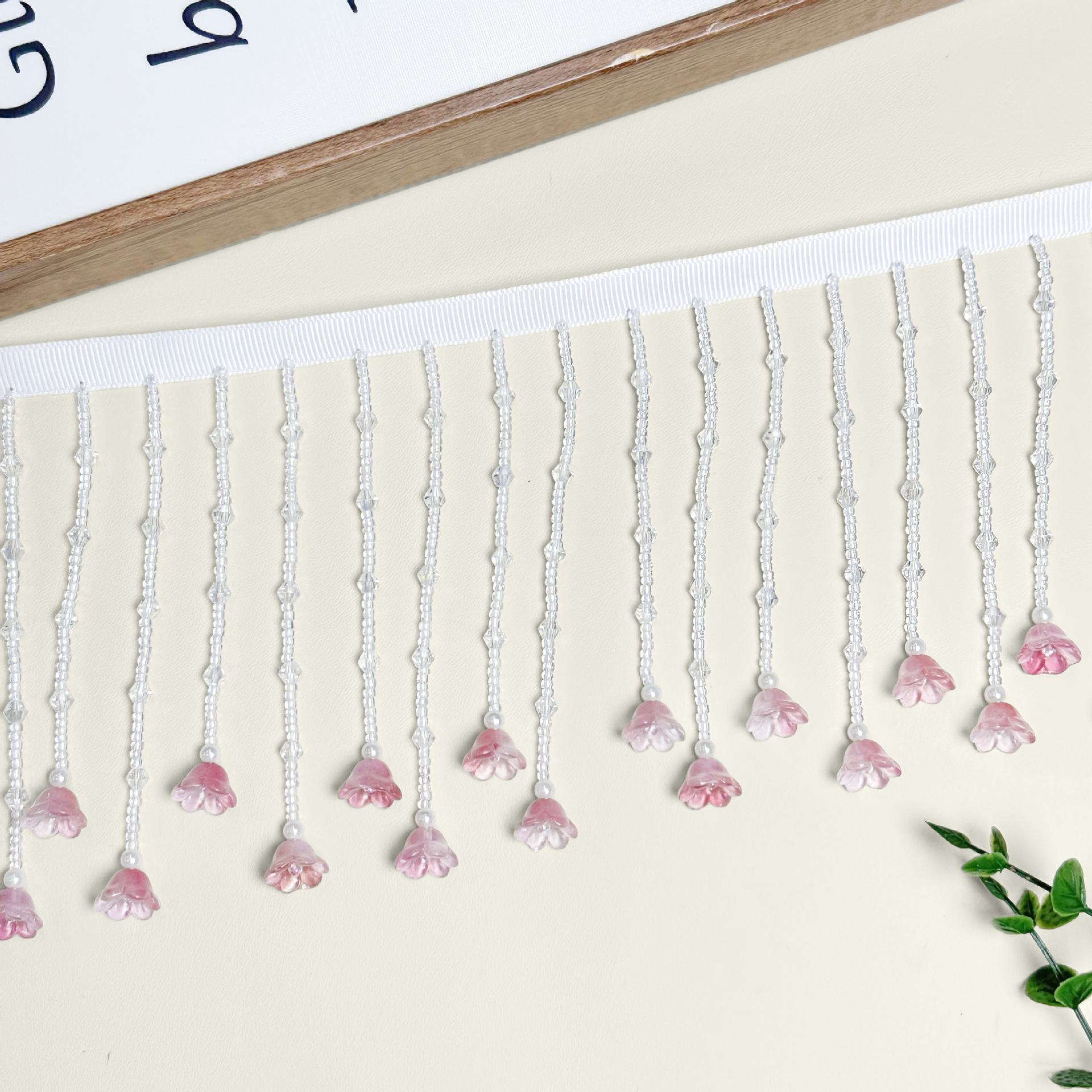 Nuevos productos rosados costurados a mano orquídeas colgante bordilla encaje correa de ropa cortina decoración de iluminación productos semiacabados