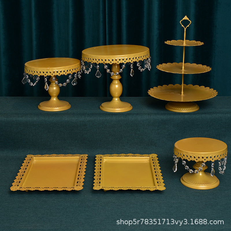 Accesorios de boda decoración de mesa de postre creativo europeo oro hueco estante de pastel de postre tienda de postres combinación de estante de pastel de refrigerio image 8