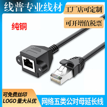 实力工厂跨境 8芯RJ45超五类网络延长线公对母带耳朵螺丝孔连接线
