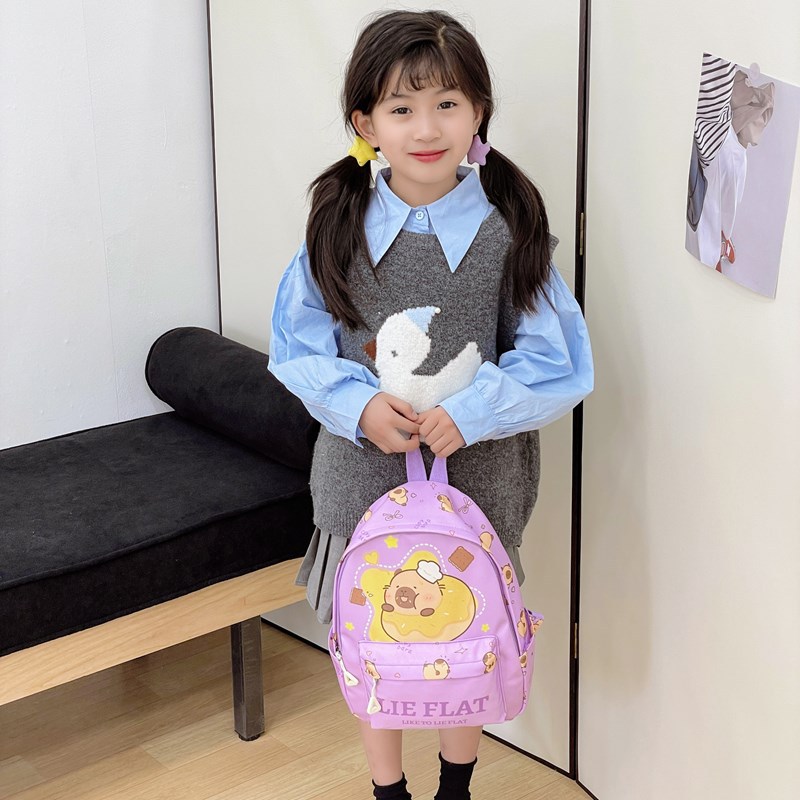 2025 nueva mochila para niños, estilo occidental, lindo Kapibala, mochila para niños y niñas, mochila de bebé impresa de moda