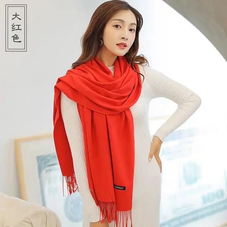 Bufanda Roja de Tacto Cachemira de Acrílico Térmico para Invierno image 10
