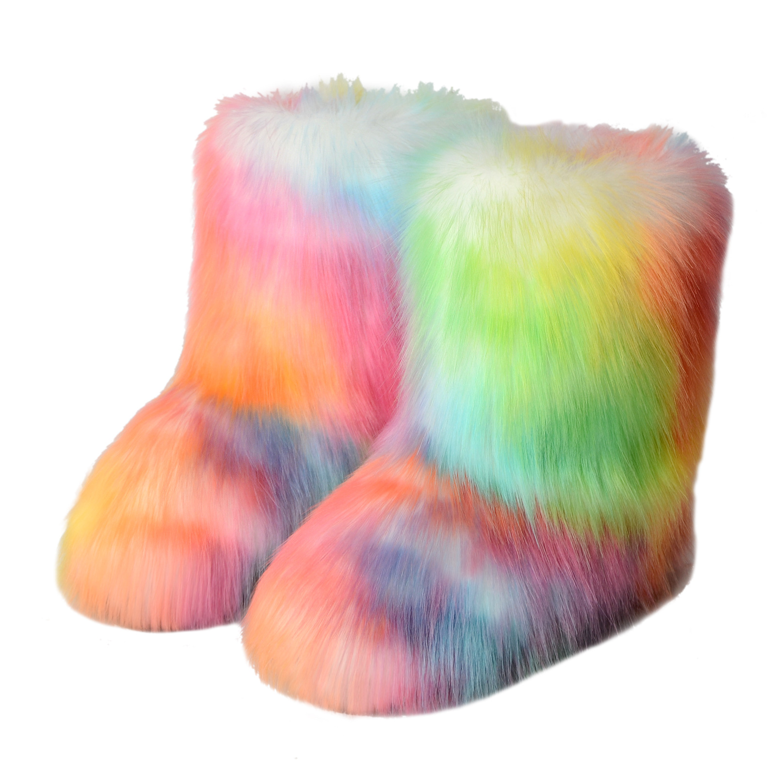 Cruz-frontera europea y americana plana de alta-superior caliente invierno botas de piel profunda boca punta redonda media-pantorrilla imitación Fox piel botas de nieve para mujeres