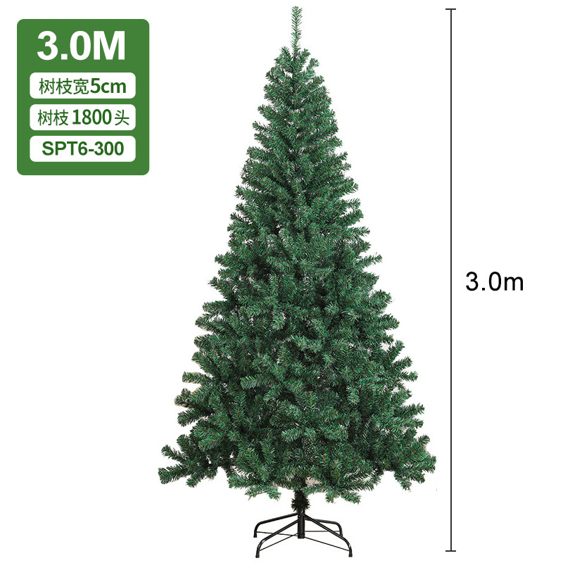 Árbol de Navidad de PVC gran árbol de simulación verde encriptado 1,5 m/1,8 m decoración de piso de hotel en casa en stock