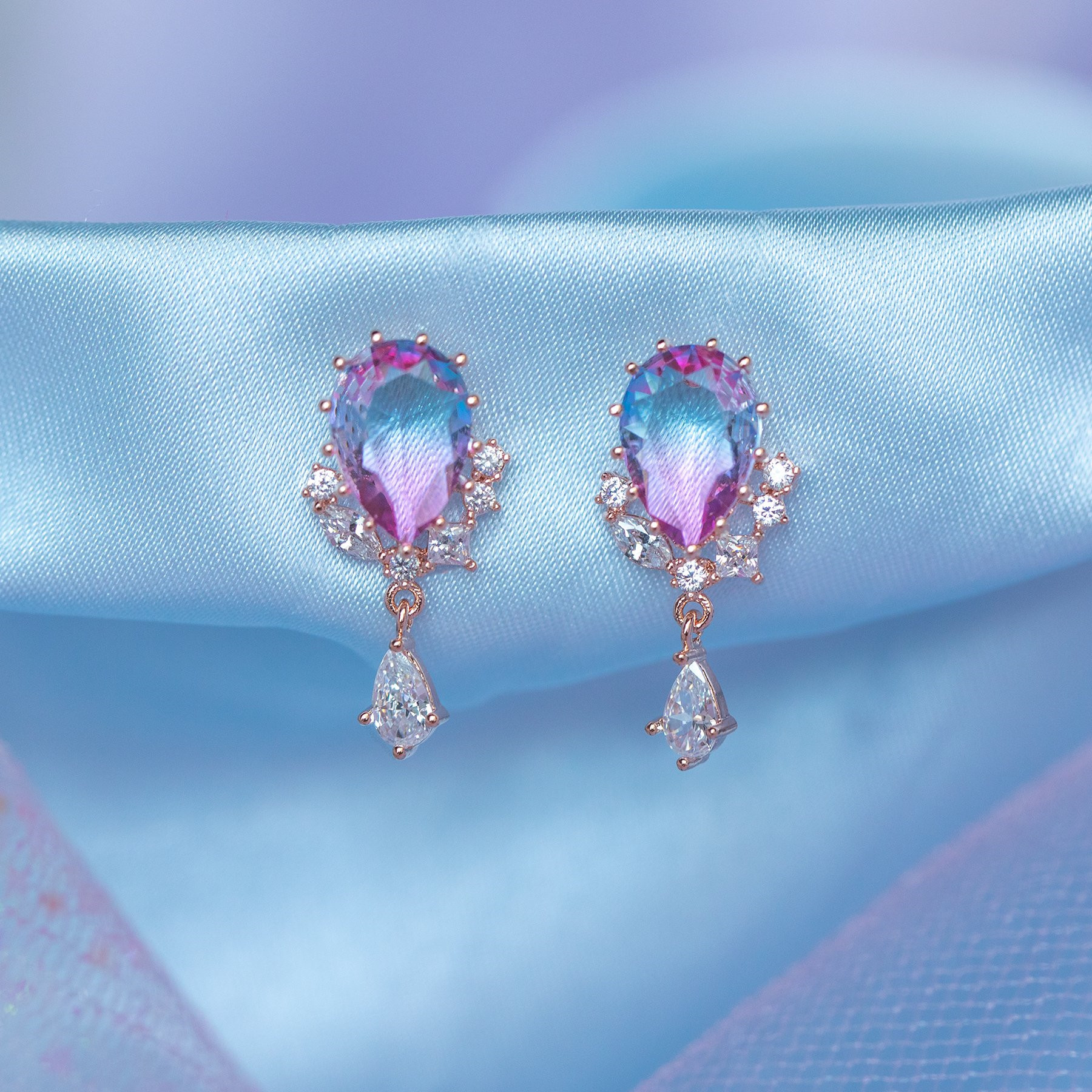 Exquisite Geometric Water Drop Zircon Earrings Jewelry Accessories display picture 6