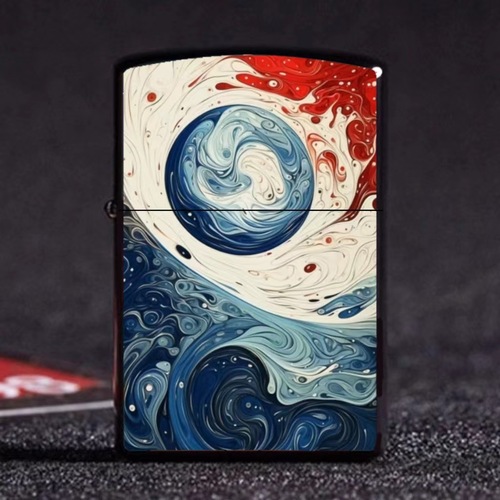 Ink-Wash Tai Chi Feng Shui Lighter, Kerosene-Resistant Windproof Metal Lighter, Creative Vintage Kerosene Lighter with Imaginative Design