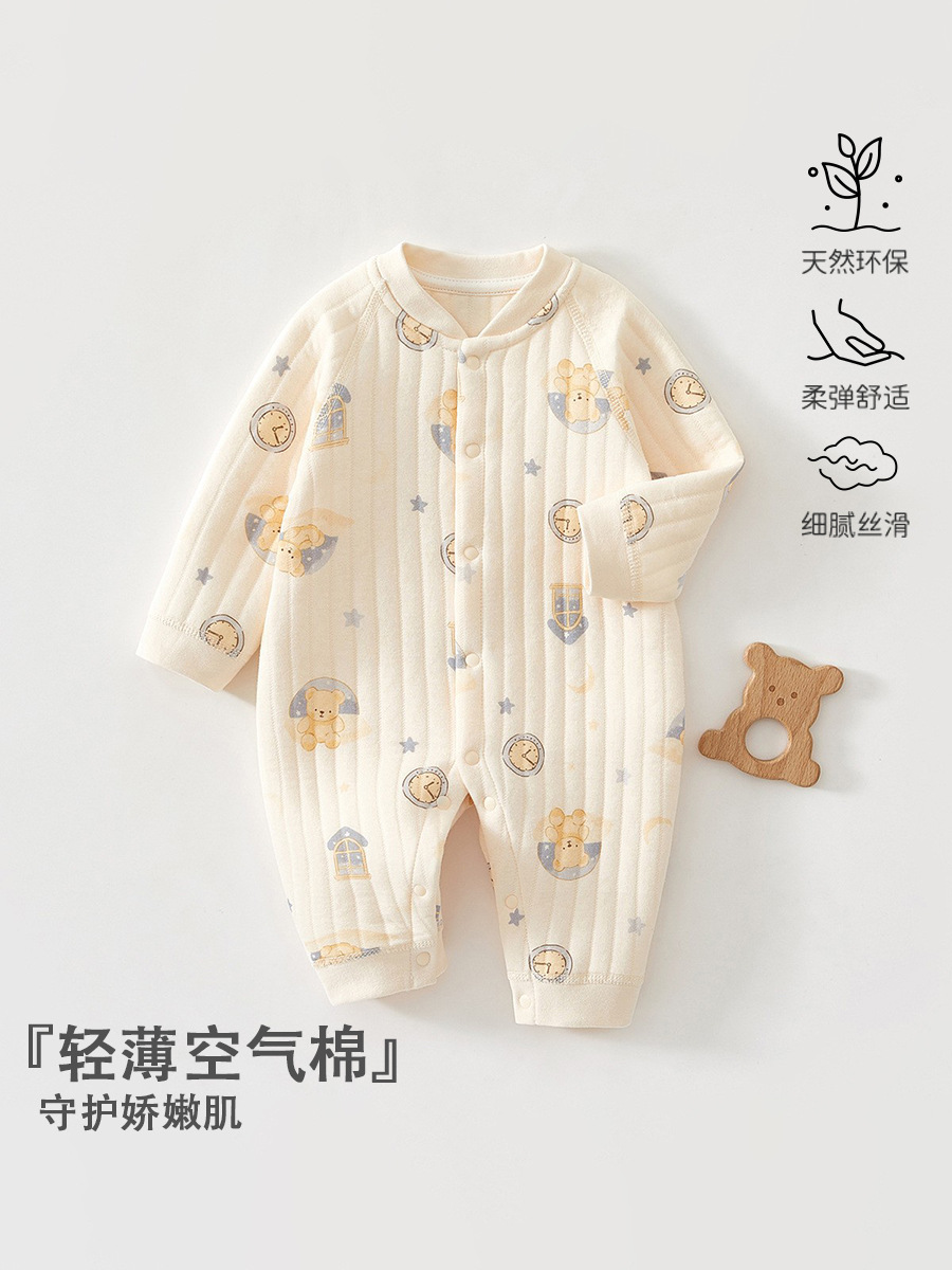 安阳婴童装婴儿保暖衣服空气棉内搭睡衣婴幼儿连体衣加厚无骨爬服
