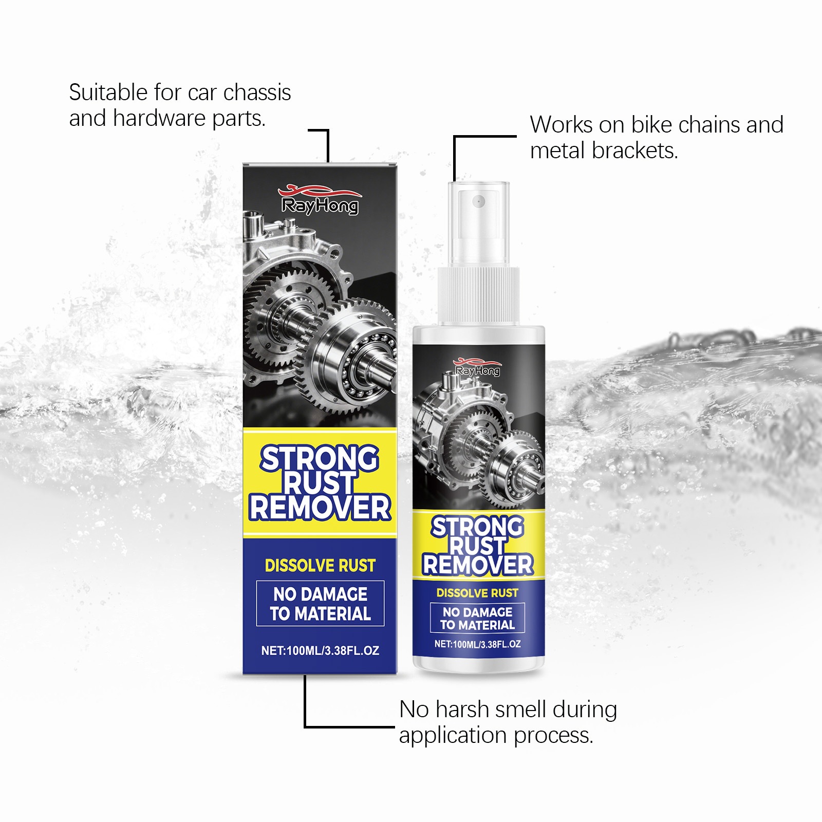 Rayhong Rust Remover Car and Household Hardware Cleaning, Decontamination, Maintenance, Renovation, Lubrication, Daily Care Spray