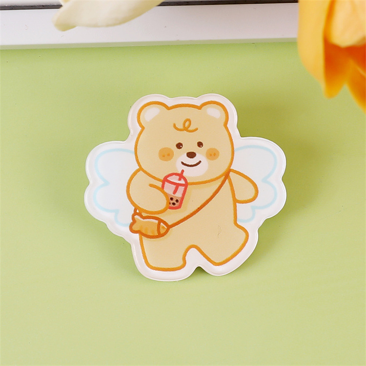 クリームイエローベアアクリルブローチかわいい漫画バッジペンダントスクールバッグペンダント装飾小物アクセサリーカスタマイズ|undefined