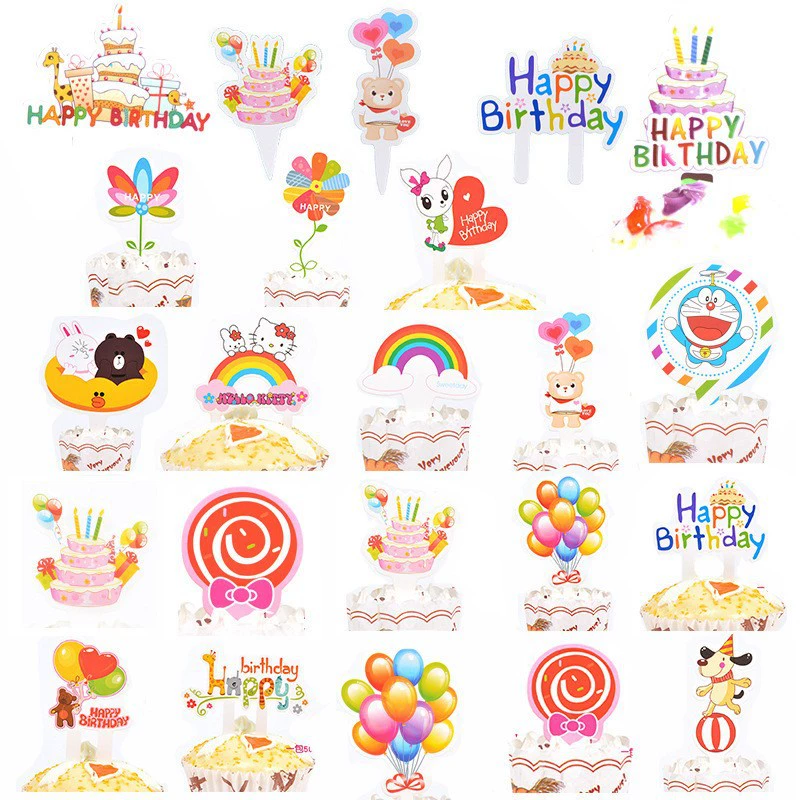 Топпер для украшения кекса, вставка с изображением мультяшного животного на день рождения, украшение для свадебного десерта на день рождения.