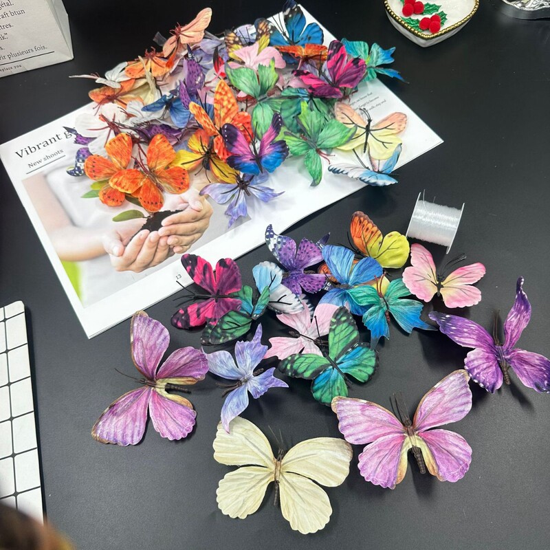 Cross-Border 3D Printing Stereo Artificial Butterfly Window Monet Garden Style Butterfly Wall Arrangement Shoes Hat Headwear Hairpin