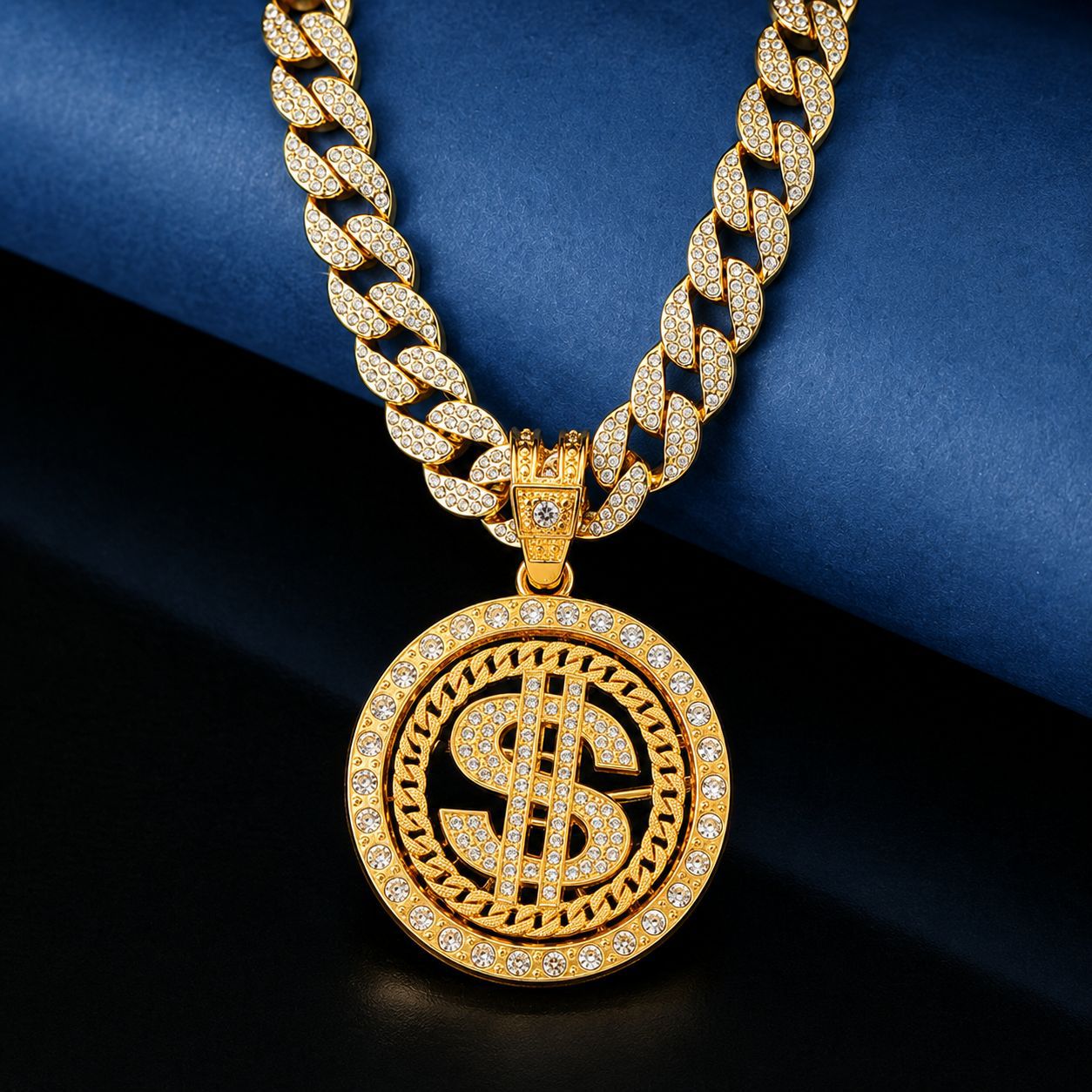 Nuevo collar de moda europea y estadounidense puede girar aleación de hip hop para hombres joyas personales para hombres