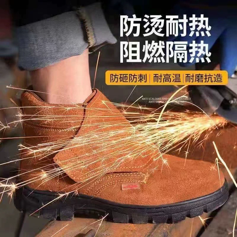 Сварочная обувь для защиты труда Мужская высокая бана натуральная кожаная стальная головка для защиты от ожогов и разбивания рабочая обувь