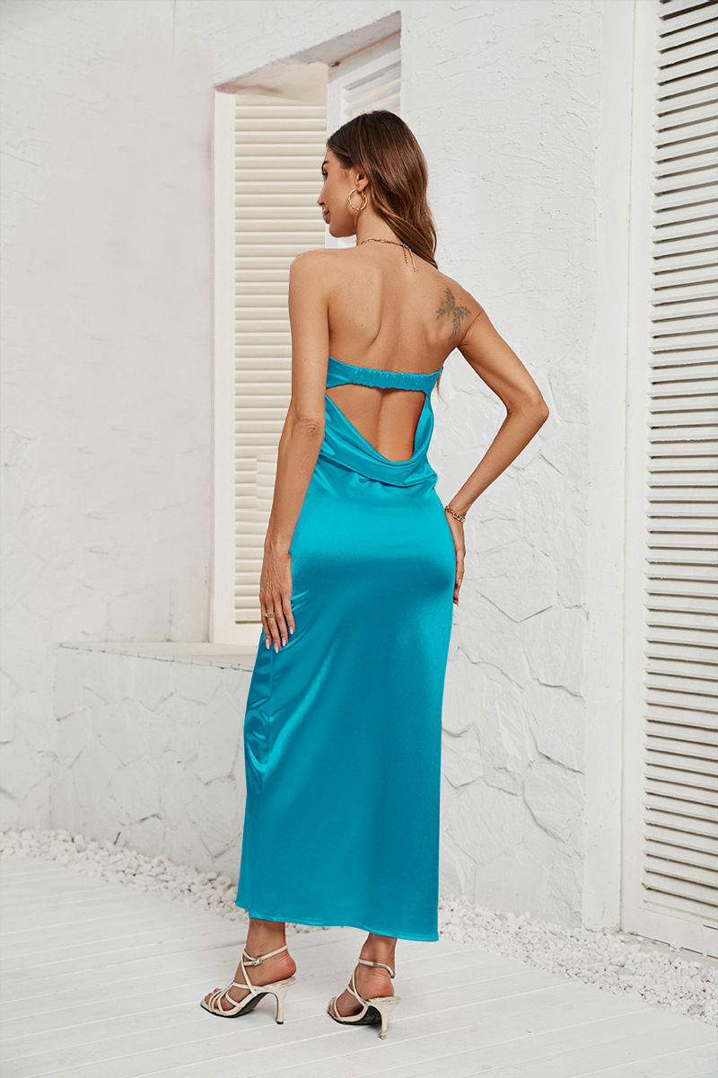 Women's Sheath Dress Elegant Streetwear Strapless Backless Sleeveless Solid Color Maxi Long Dress Daily display picture 38