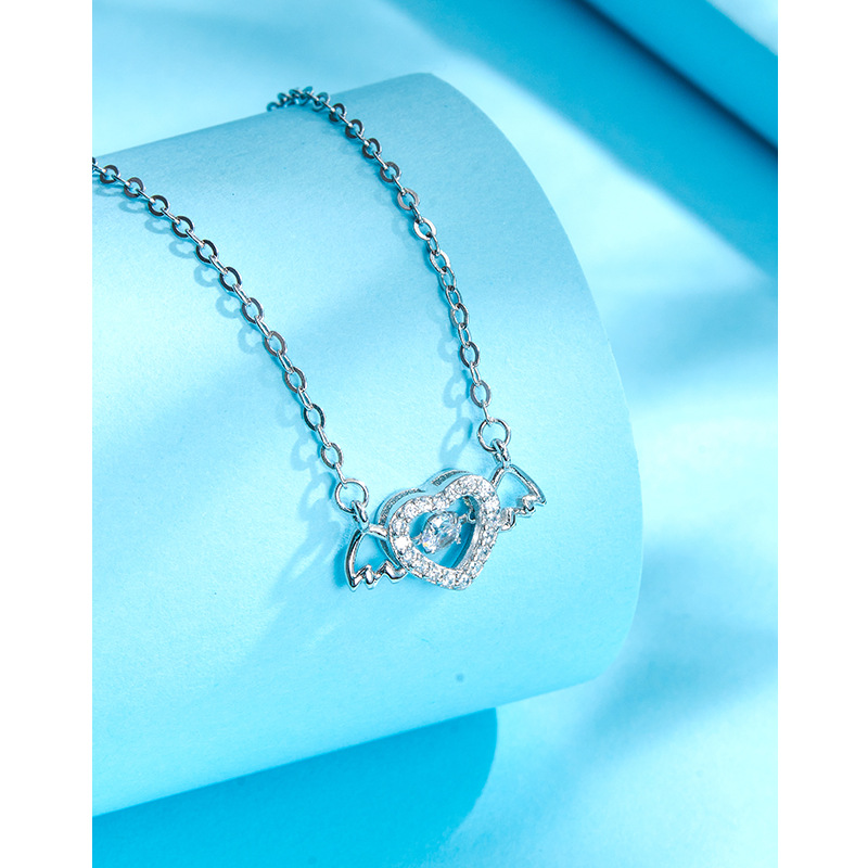 925 plata esterlina corazón Ángel Collar para mujeres todo partido ins2023 nuevo alto grado nicho diseño clavícula cadena