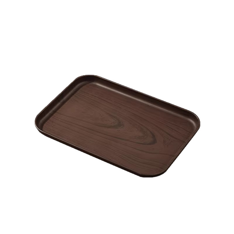 Creativo imitación de madera de nuez bandeja de plástico doméstico bandeja de té rectangular comercial de hotel taza de agua bandeja de hervidor